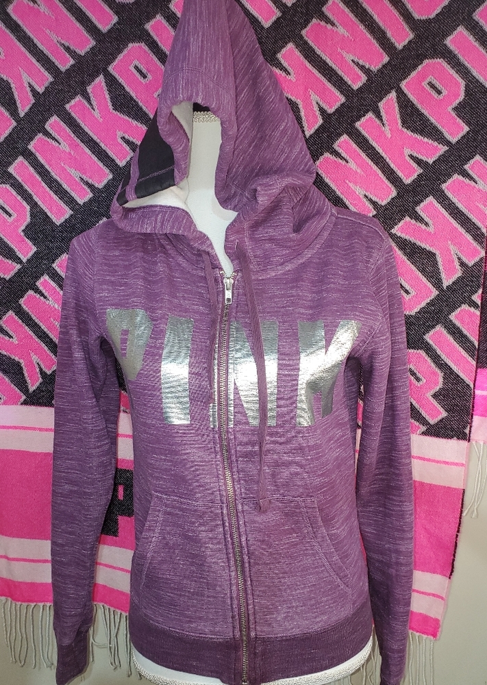 PINK VS Purple/Silver Full Zip Hoodie XS